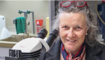 Textilforscherin am Mikroskop, Bild zVg.