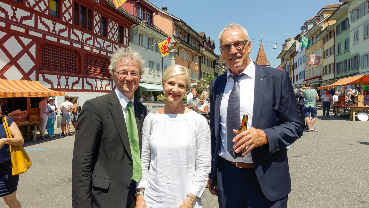 Der Luzerner Stadtrat Adrian Borgula, die Luzerner Stadträtin Manuela Jost, der Sempacher Stadtpräsident Franz Schwegler