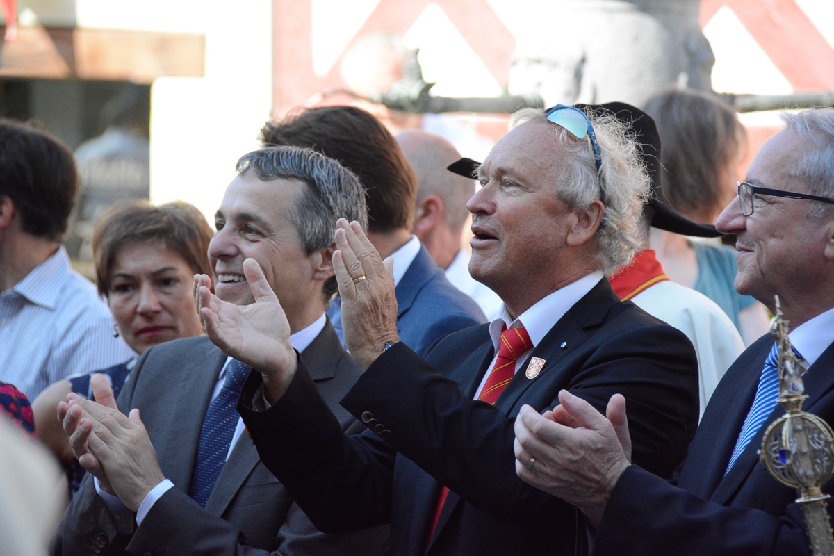 Bundesrat Ignazio Cassis, Regierungsrat Paul Winiker und Regierungspräsident Robert Küng